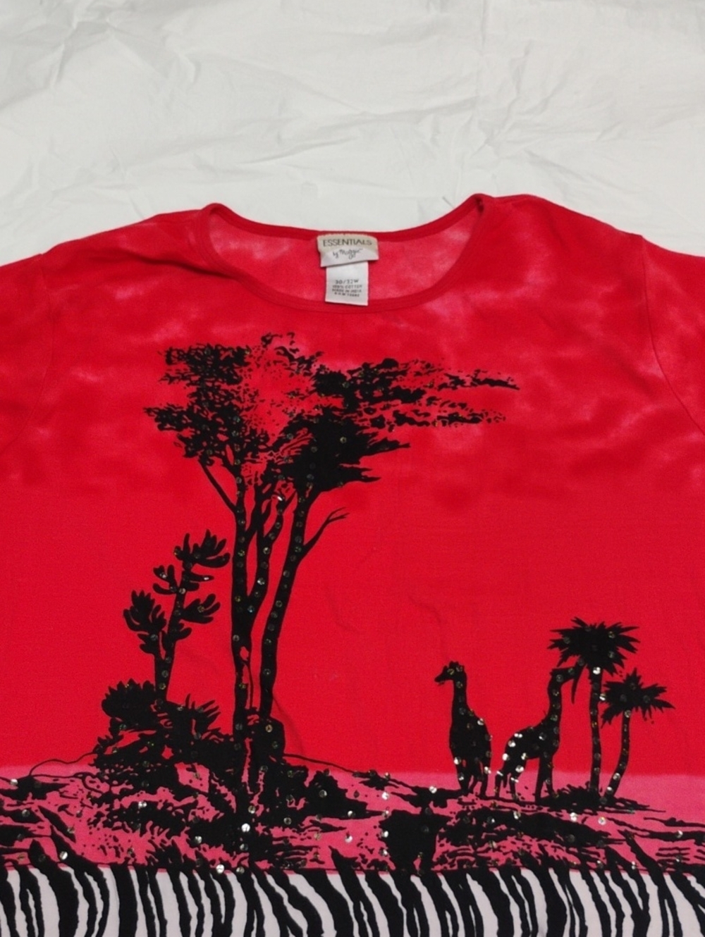 Essentials Red Graphic Safari Print Women's Top